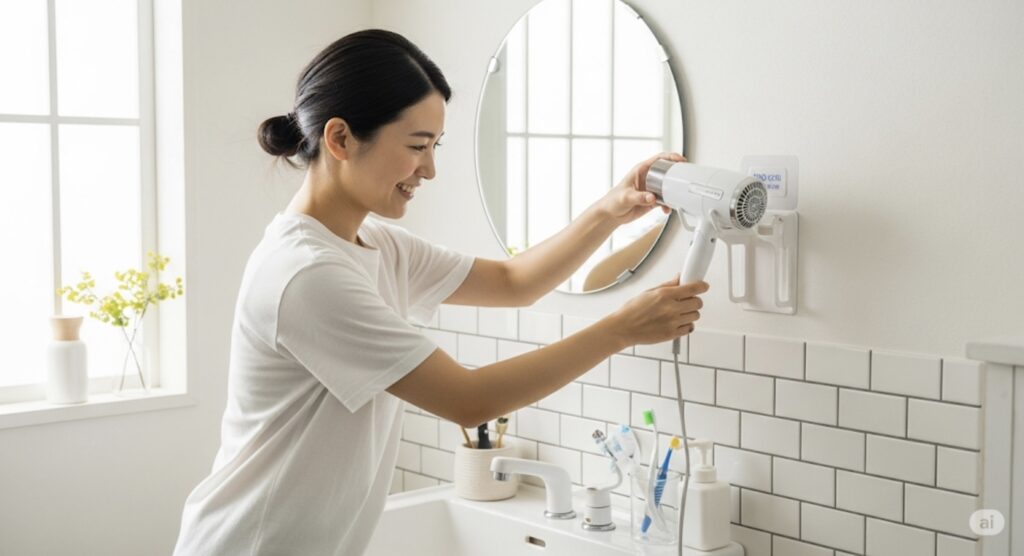 便利なドライヤーホルダーは100均で買える