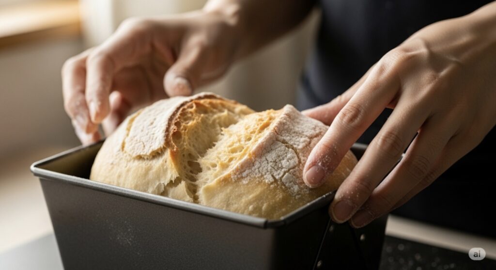 パンの取り出しで潰れる原因