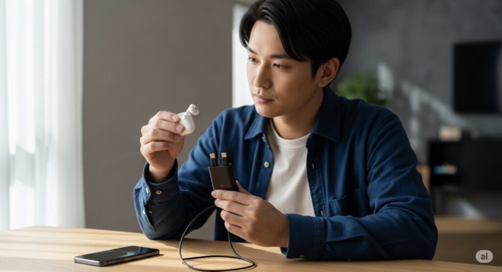 ワイヤレスイヤホンの充電器は代用可能？緊急時の対処法