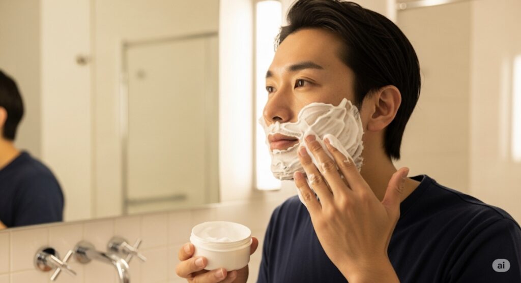 泡で優しく剃るシェービング方法