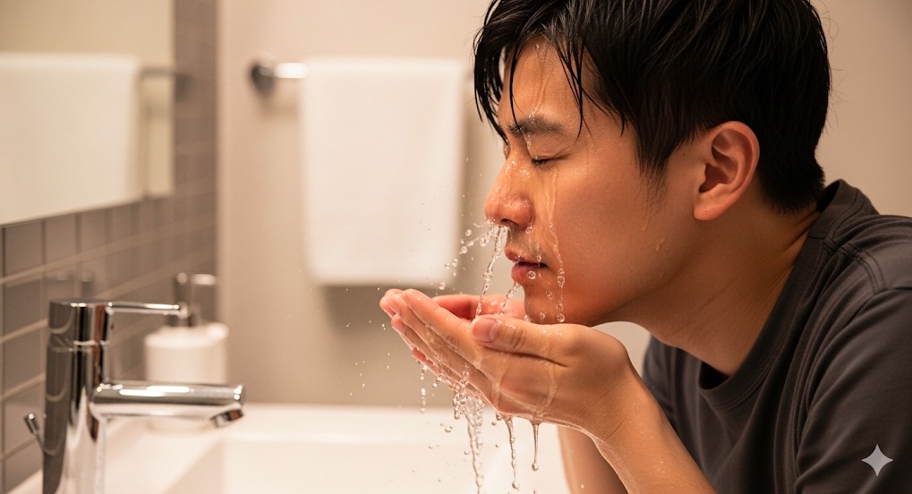お湯で顔を温めるだけでも効果あり
