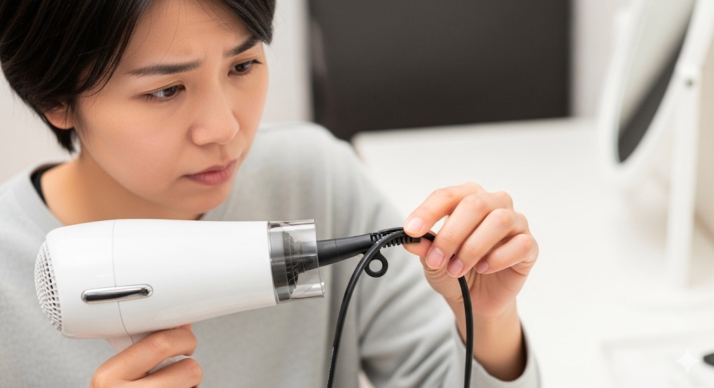 電源コードに異常がないか確認する